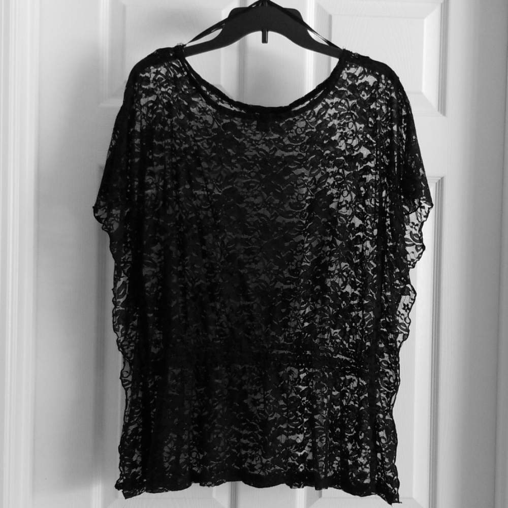 Oversize Black Lace Top